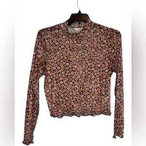 MESH FLORAL LONG SLEEVE. (Low turtleneck)